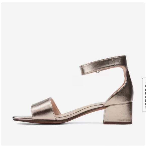 Like new Clarks Caroleigh Anya Ankle Strap Heeled Sandals Metallic Gold 10 - Picture 3 of 12
